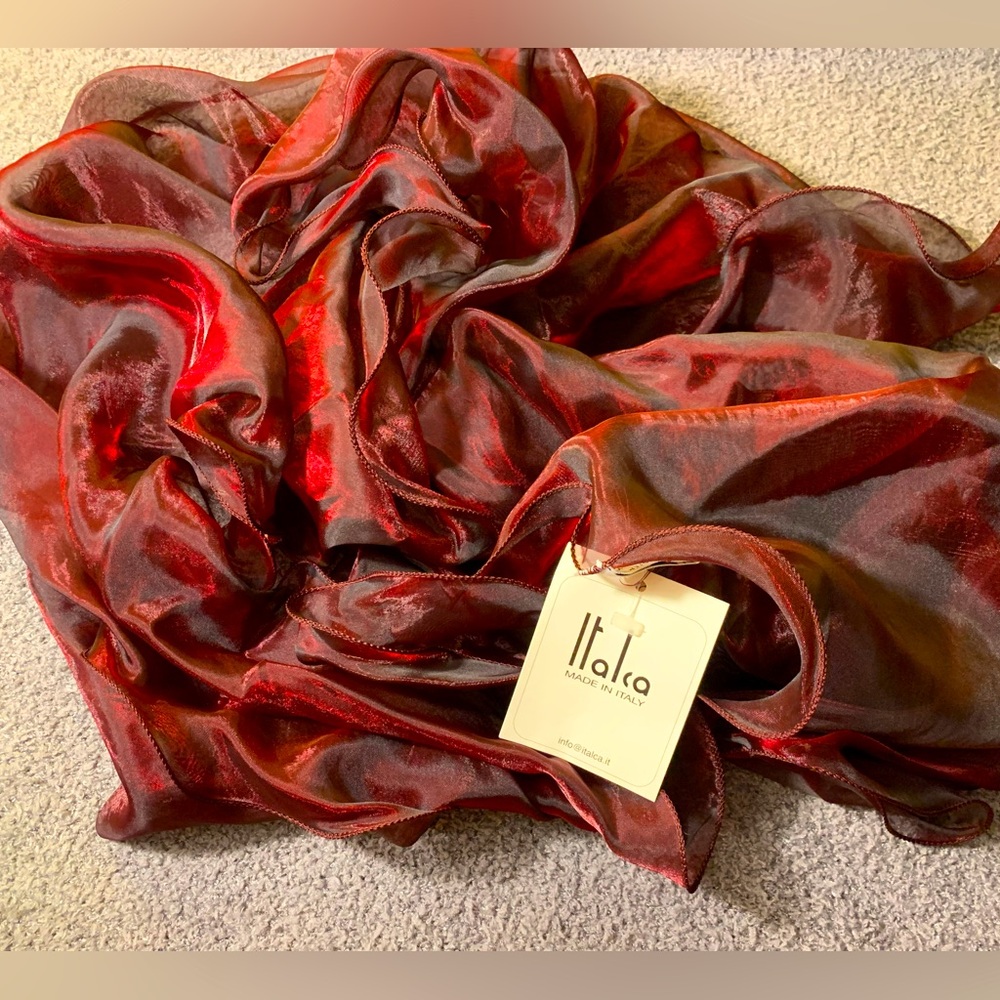Gorgeous Flowing Wine Coloured ITALIA scarf.  Great addition to a simple look ❤️